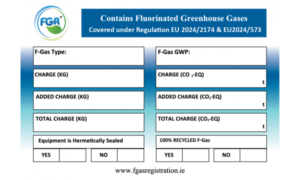 F-Gas Equipment Labels EU 2024/573 (Qty 100)