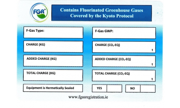 F-Gas Equipment Labels (Qty 100)